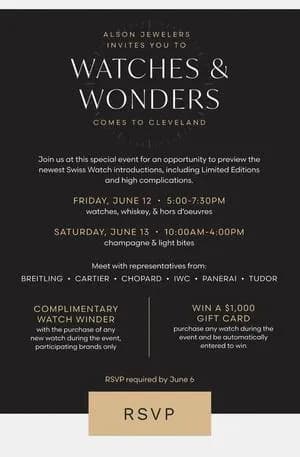 Alson Jewelers to Host "Watches & Wonders Comes to Cleveland" Event